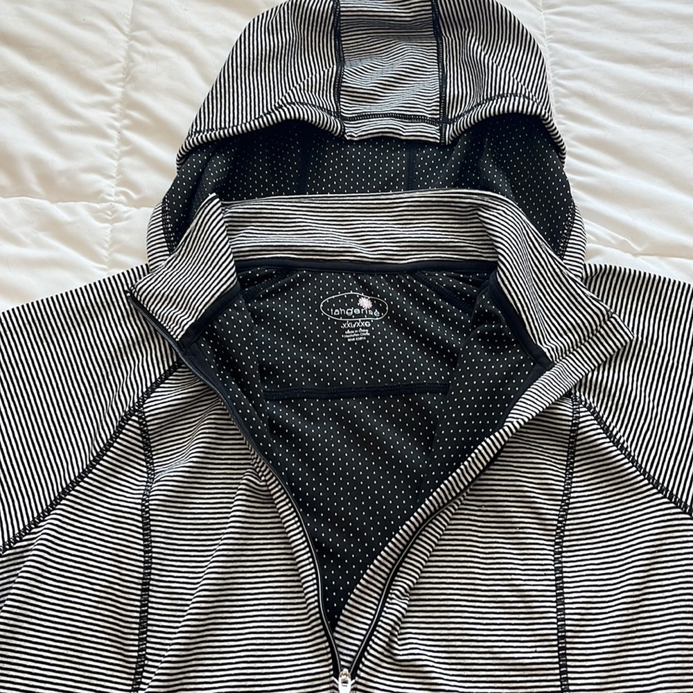 TANGERINE Top Hoodie Zip Jacket, XXL Black White Shirt Top Sweatshirt Striped - Picture 4 of 11